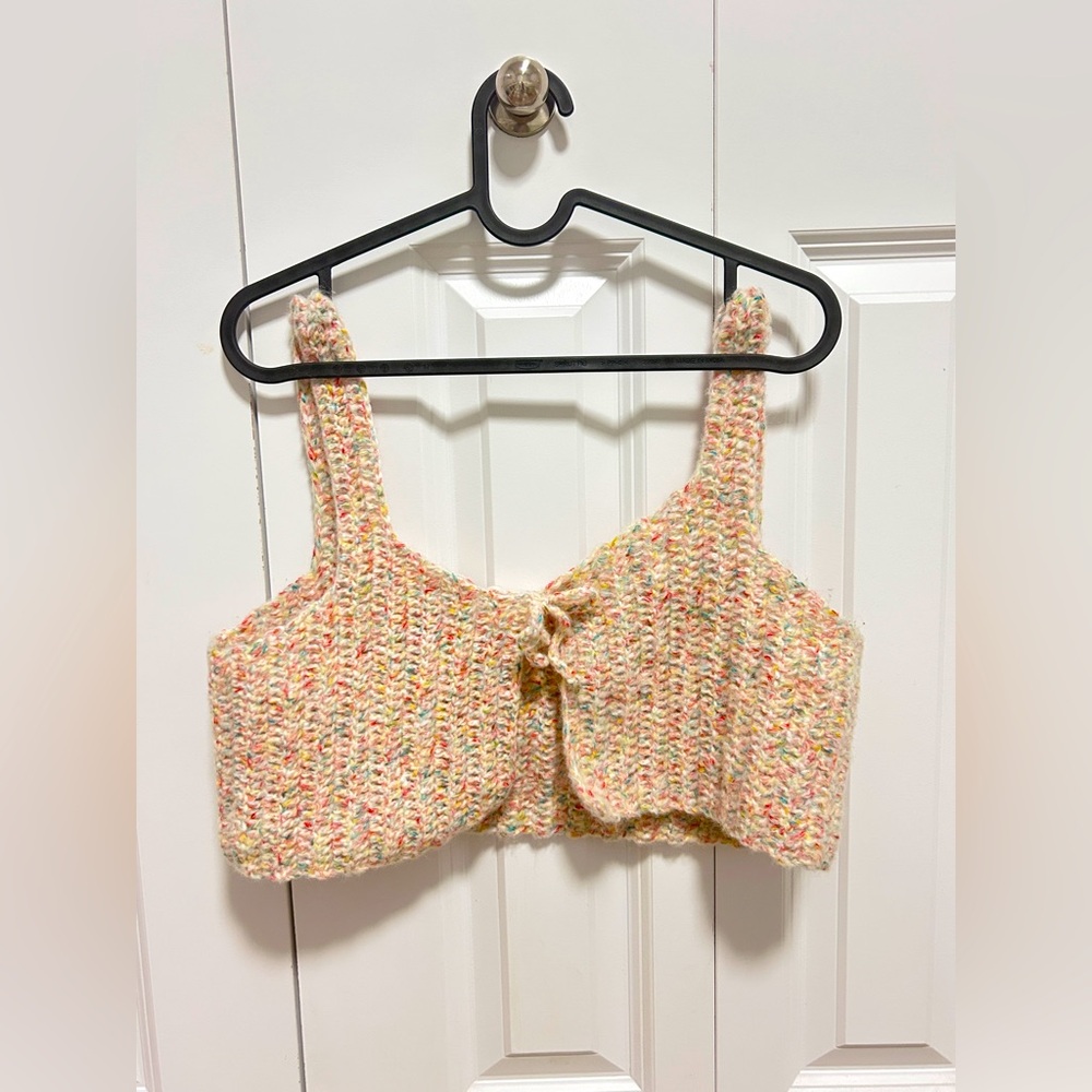 Multicolor Crochet Sleeveless Crop Top